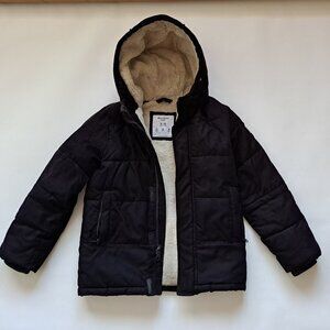 Abercrombie Kids Boys Black Parka Coat with Fur inside Size 9/10
